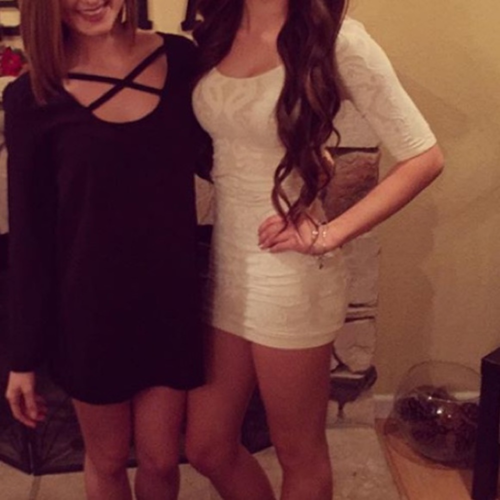 Bebe white bodycon dress